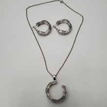 Load image into Gallery viewer, 18K WHITE GOLD PLATED EARRING, NECKLACE & PENDANT SET