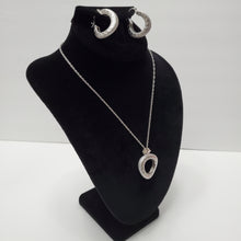 Load image into Gallery viewer, 18K WHITE GOLD PLATED CZ EARRING NECKLACE & PENDANT SET