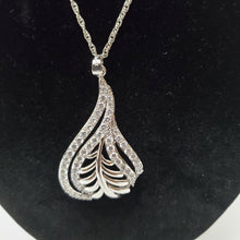 Load image into Gallery viewer, 18K WHITE GOLD PLATED CZ LEAF EARRING NECKLACE & PENDANT SET