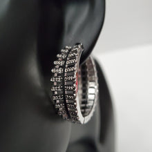 Load image into Gallery viewer, 18K WHITE GOLD PLATED CZ HOOP EARRING