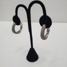 Load image into Gallery viewer, 18K WHITE GOLD PLATED CZ HOOP EARRING