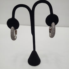 Load image into Gallery viewer, 18K WHITE GOLD PLATED CZ HOOP EARRING