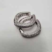 Load image into Gallery viewer, 18K WHITE GOLD PLATED CZ HOOP EARRING