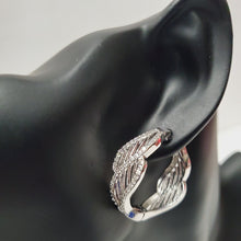 Load image into Gallery viewer, 18K WHITE GOLD PLATED CZ HOOP EARRING