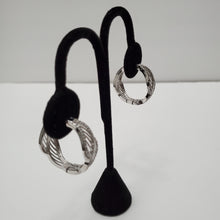 Load image into Gallery viewer, 18K WHITE GOLD PLATED CZ HOOP EARRING