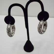 Load image into Gallery viewer, 18K WHITE GOLD PLATED CZ HOOP EARRING