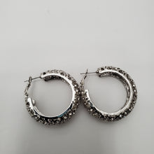 Load image into Gallery viewer, 18K WHITE GOLD PLATED CZ HOOP EARRING