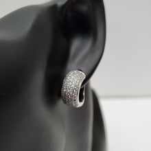 Load image into Gallery viewer, 18K WHITE GOLD PLATED CZ HOOP EARRING