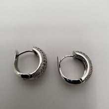 Load image into Gallery viewer, 18K WHITE GOLD PLATED CZ HOOP EARRING