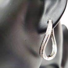Load image into Gallery viewer, 18K WHITE GOLD PLATED CZ HOOP EARRING