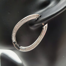 Load image into Gallery viewer, 18K WHITE GOLD PLATED CZ HOOP EARRING