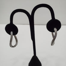 Load image into Gallery viewer, 18K WHITE GOLD PLATED CZ HOOP EARRING