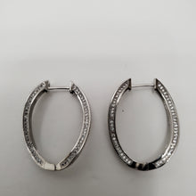 Load image into Gallery viewer, 18K WHITE GOLD PLATED CZ HOOP EARRING