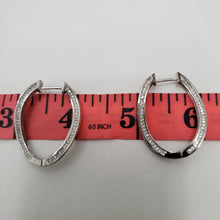 Load image into Gallery viewer, 18K WHITE GOLD PLATED CZ HOOP EARRING