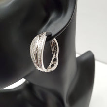 Load image into Gallery viewer, 18K WHITE GOLD PLATED CZ HOOP EARRING