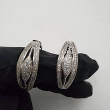 Load image into Gallery viewer, 18K WHITE GOLD PLATED CZ HOOP EARRING