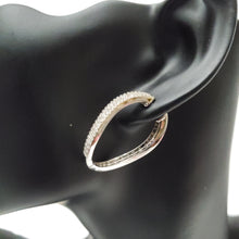 Load image into Gallery viewer, 18K WHITE GOD PLATED CZ HOOP EARRINGS