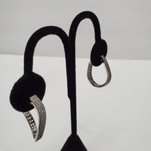 Load image into Gallery viewer, 18K WHITE GOD PLATED CZ HOOP EARRINGS