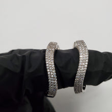 Load image into Gallery viewer, 18K WHITE GOD PLATED CZ HOOP EARRINGS