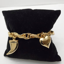 Load image into Gallery viewer, 18K ITALIAN GOLD PLATED HEART CHARM  BRACELET