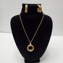 Load image into Gallery viewer, 18K ITALIAN GOLD PLATED CZ HOOP EARRING , PENDANT & NECKLACE