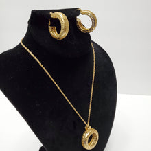 Load image into Gallery viewer, 18K ITALIAN GOLD PLATED CZ HOOP EARRING , PENDANT & NECKLACE