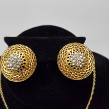 Load image into Gallery viewer, 18K ITALIAN GOLD PLATED CZ HOOP EARRING , PENDANT & NECKLACE SET