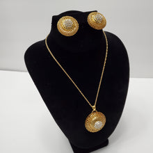 Load image into Gallery viewer, 18K ITALIAN GOLD PLATED CZ HOOP EARRING , PENDANT & NECKLACE SET