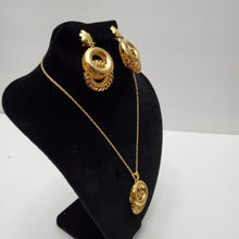 Load image into Gallery viewer, 18K ITALIAN GOLD PLATED DROP EARRING , PENDANT & NECKLACE SET