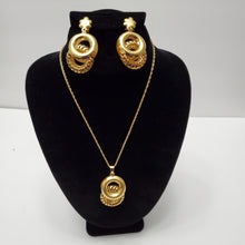 Load image into Gallery viewer, 18K ITALIAN GOLD PLATED DROP EARRING , PENDANT & NECKLACE SET