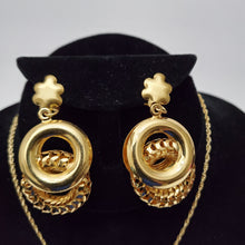 Load image into Gallery viewer, 18K ITALIAN GOLD PLATED DROP EARRING , PENDANT & NECKLACE SET