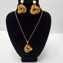 Load image into Gallery viewer, 18K ITALIAN GOLD PLATED DROP EARRING , PENDANT & NECKLACE SET