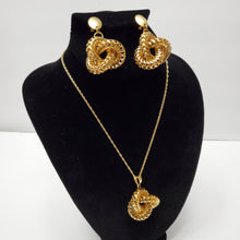 Load image into Gallery viewer, 18K ITALIAN GOLD PLATED DROP EARRING , PENDANT & NECKLACE SET