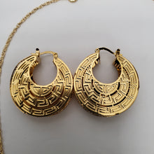 Load image into Gallery viewer, 18K GOLD PLATED HOOP EARRING NECKLACE AND PENDANT SET
