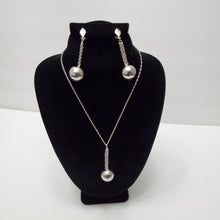 Load image into Gallery viewer, 18K WHITE GOLD PLATED DROP EARRING NECKLACE AND PENDANT SET