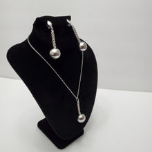 Load image into Gallery viewer, 18K WHITE GOLD PLATED DROP EARRING NECKLACE AND PENDANT SET