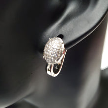 Load image into Gallery viewer, 18K ITALIAN WHITE GOLD PLATED SMALL HUGGIE CZ HOOP EARRINGS