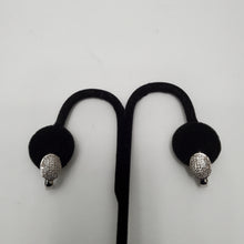 Load image into Gallery viewer, 18K ITALIAN WHITE GOLD PLATED SMALL HUGGIE CZ HOOP EARRINGS