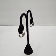 Load image into Gallery viewer, 18K ITALIAN WHITE GOLD PLATED SMALL HUGGIE CZ HOOP EARRINGS