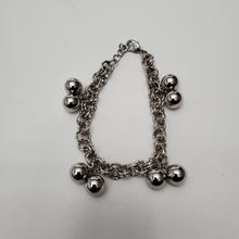 Load image into Gallery viewer, 18K ITALIAN WHITE GOLD PLATED DOUBLE BALL CHARM  BRACELET