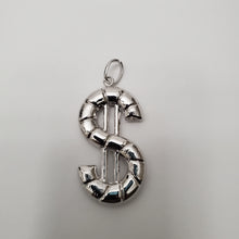 Load image into Gallery viewer, 18K ITALIAN WHITE GOLD PLATED DOLLAR SIGN PENDEANT