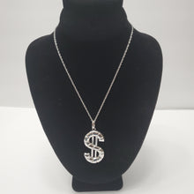 Load image into Gallery viewer, 18K ITALIAN WHITE GOLD PLATED DOLLAR SIGN PENDEANT