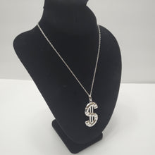 Load image into Gallery viewer, 18K ITALIAN WHITE GOLD PLATED DOLLAR SIGN PENDEANT