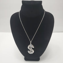Load image into Gallery viewer, 18K ITALIAN WHITE GOLD PLATED DOLLAR SIGN PENDEANT