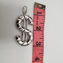 Load image into Gallery viewer, 18K ITALIAN WHITE GOLD PLATED DOLLAR SIGN PENDEANT