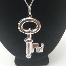 Load image into Gallery viewer, 18K ITALIAN WHITE GOLD PLATED CHUNKY KEY PENDEANT