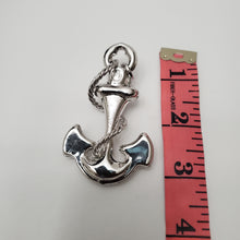 Load image into Gallery viewer, 18K ITALIAN WHITE GOLD PLATED CHUNKY SMALL ANCHOR PENDEANT
