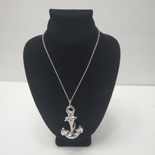Load image into Gallery viewer, 18K ITALIAN WHITE GOLD PLATED CHUNKY SMALL ANCHOR PENDEANT