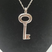 Load image into Gallery viewer, 18K WHITE GOLD PLATED STAINLESS STEEL KEY PENDEANT