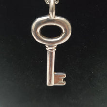 Load image into Gallery viewer, 18K WHITE GOLD PLATED STAINLESS STEEL KEY PENDEANT